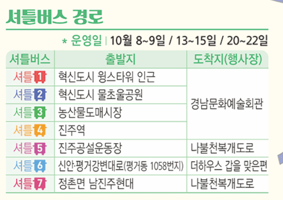 진주 남강유등축제 셔틀버스 정보